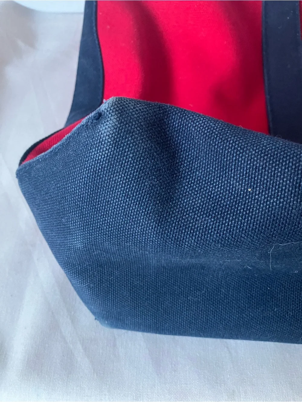Ralph Lauren Red Navy Blue Thick Canvas Tote Bag Embroidered Pony Logo.
